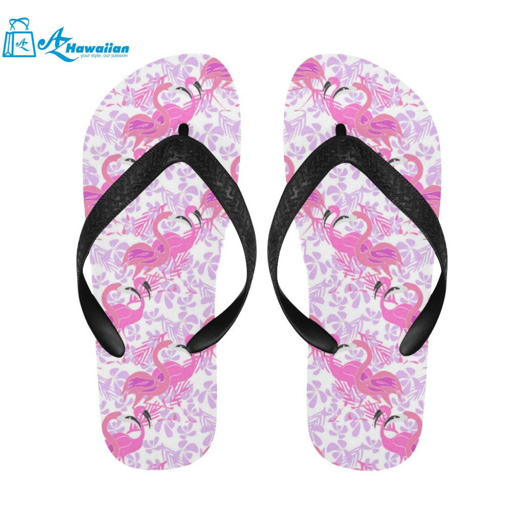 Pink flamingo flower pattern Unisex Flip Flops