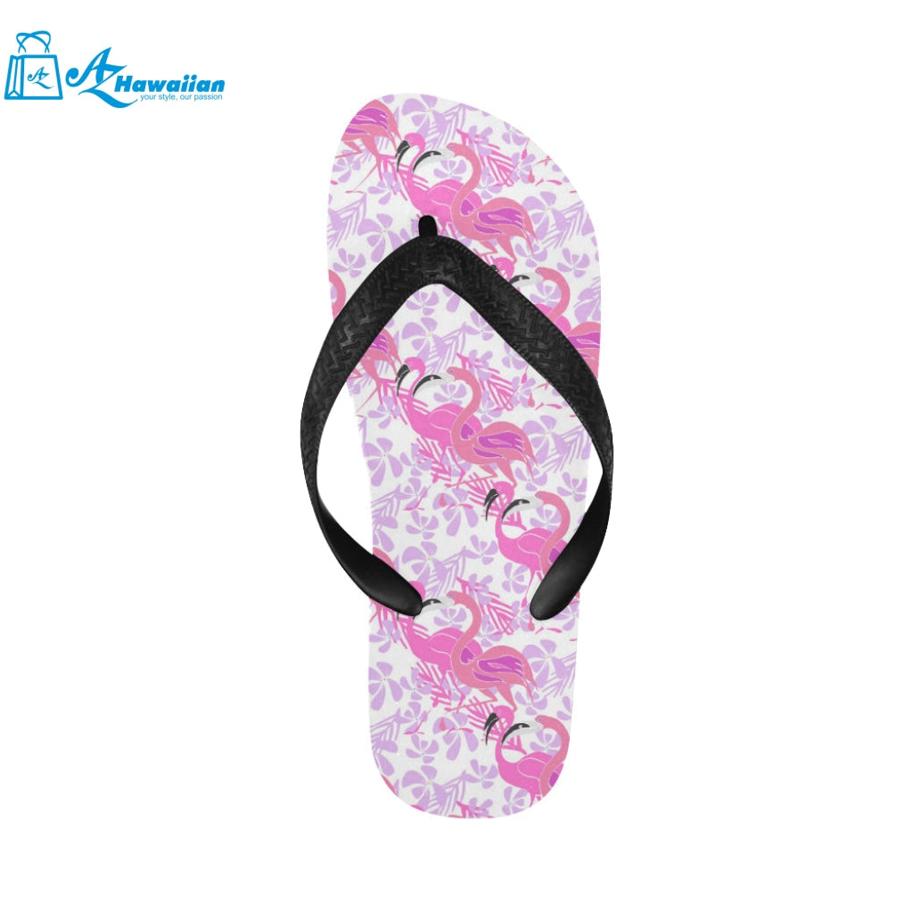 Pink flamingo flower pattern Unisex Flip Flops