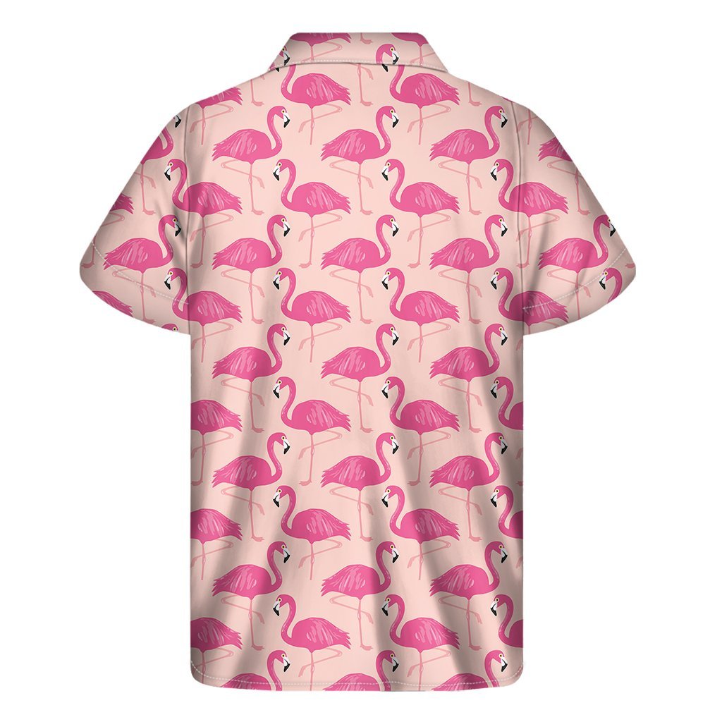 Pink Flamingo Pattern Print Mens Short Sleeve Shirt Hawaiian