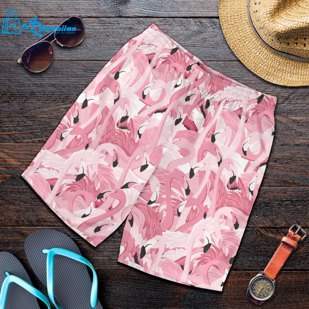 Pink Flamingos Pattern Background Men Shorts