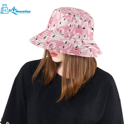 Pink flamingos pattern background Unisex Bucket Hat