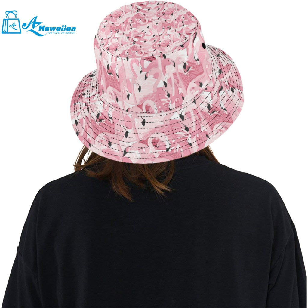 Pink flamingos pattern background Unisex Bucket Hat