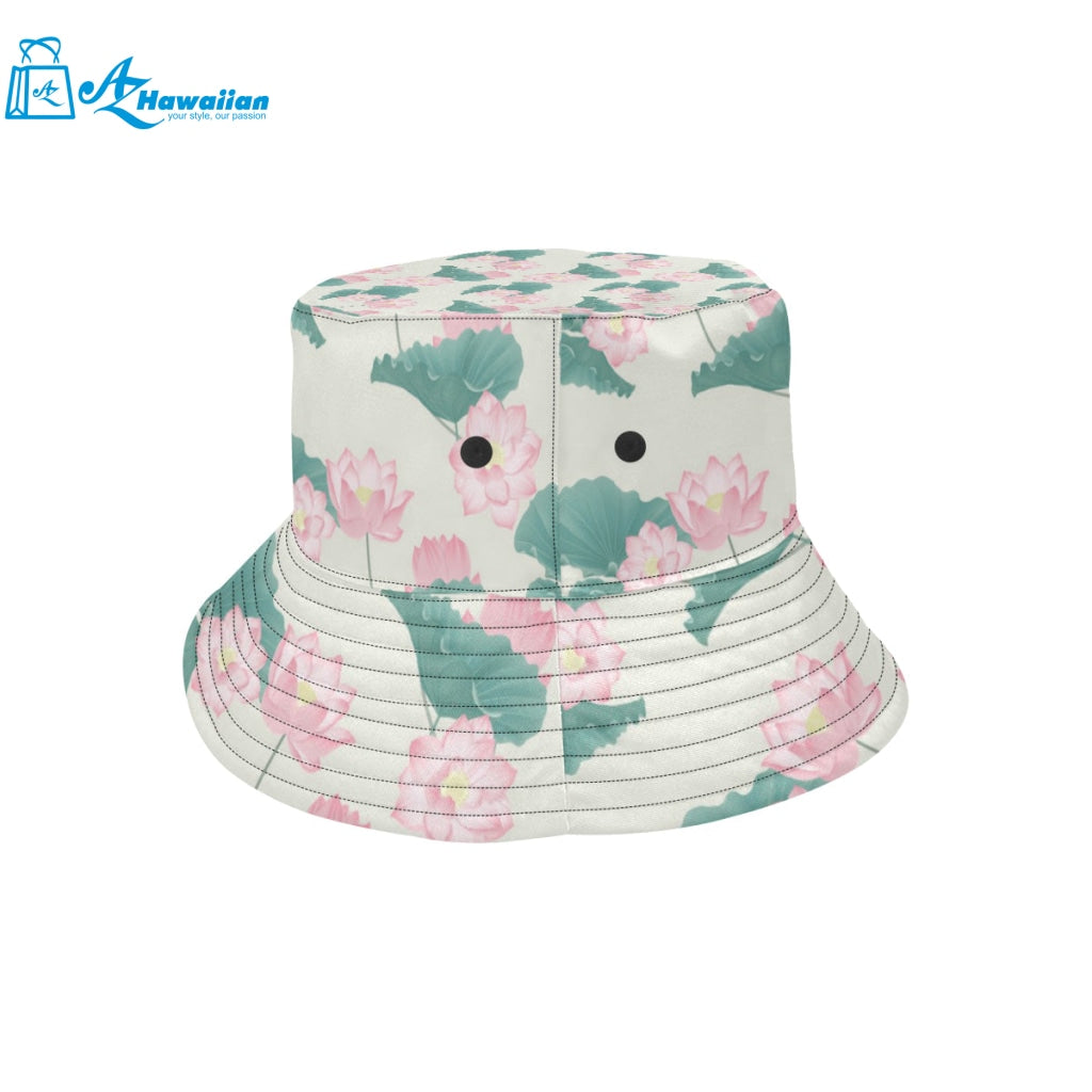 Pink lotus waterlily leaves pattern Unisex Bucket Hat