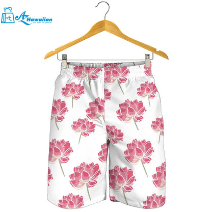 Pink Lotus Waterlily Pattern Men Shorts