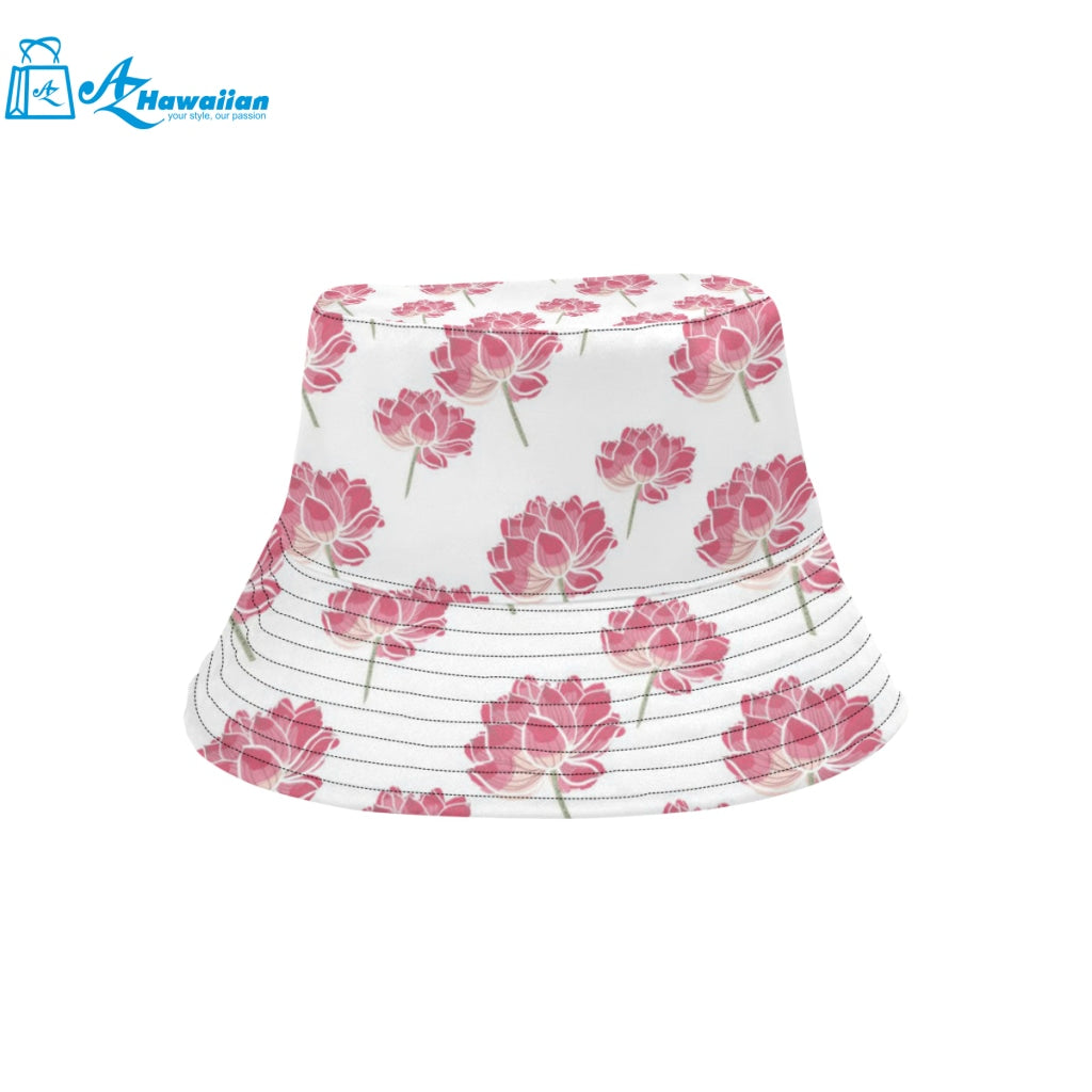 Pink lotus waterlily pattern Unisex Bucket Hat