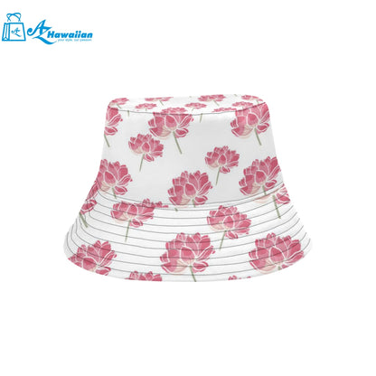 Pink lotus waterlily pattern Unisex Bucket Hat