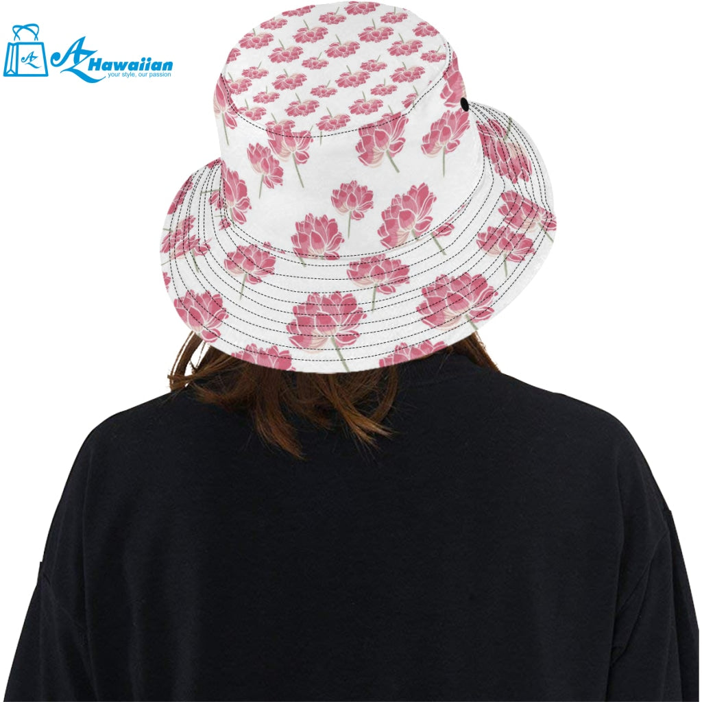 Pink lotus waterlily pattern Unisex Bucket Hat