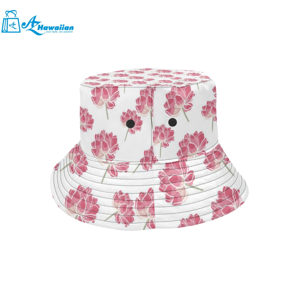 Pink lotus waterlily pattern Unisex Bucket Hat