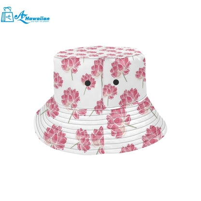 Pink lotus waterlily pattern Unisex Bucket Hat