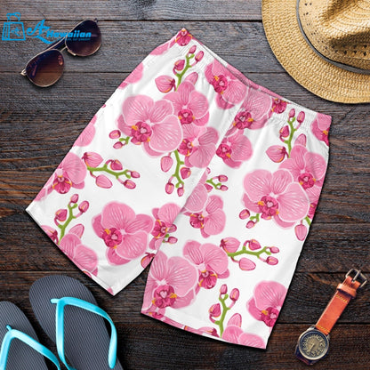 Pink Purple Orchid Pattern Background Men Shorts