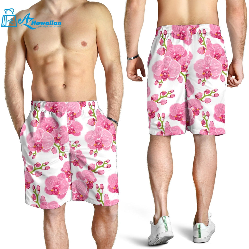 Pink Purple Orchid Pattern Background Men Shorts