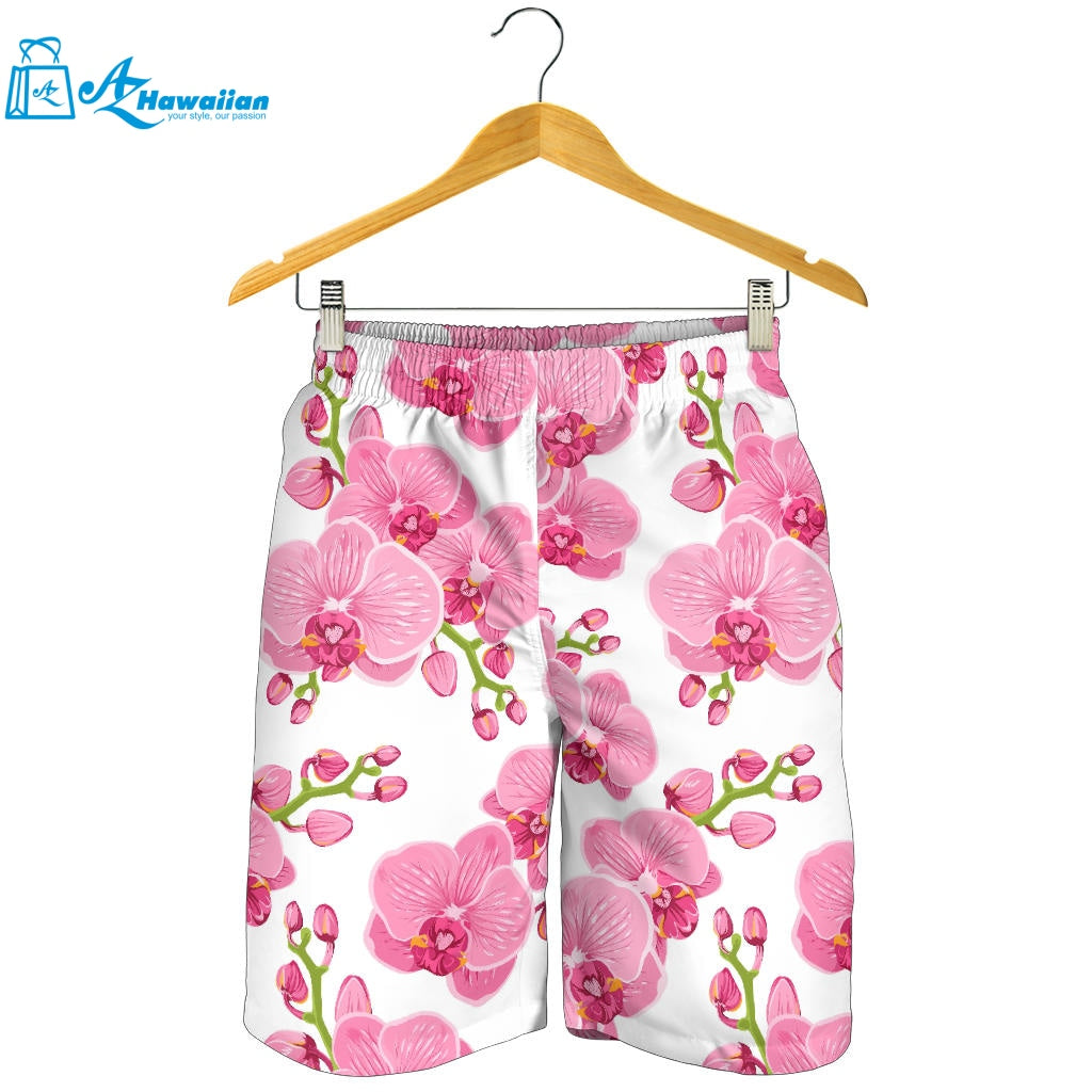 Pink Purple Orchid Pattern Background Men Shorts