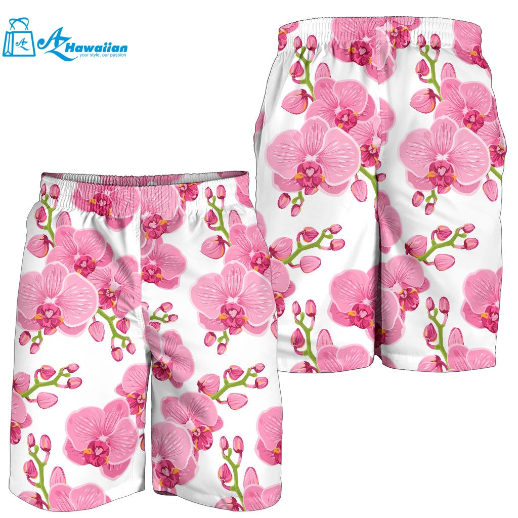 Pink Purple Orchid Pattern Background Men Shorts