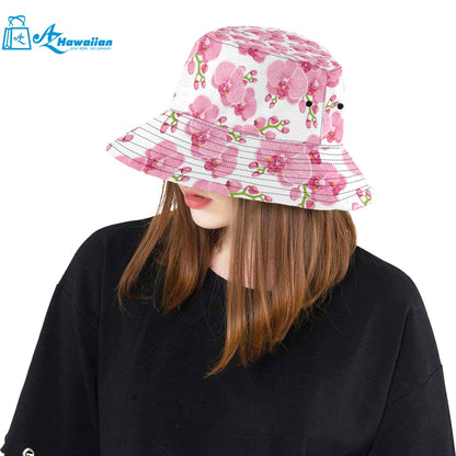 pink purple orchid pattern background Unisex Bucket Hat