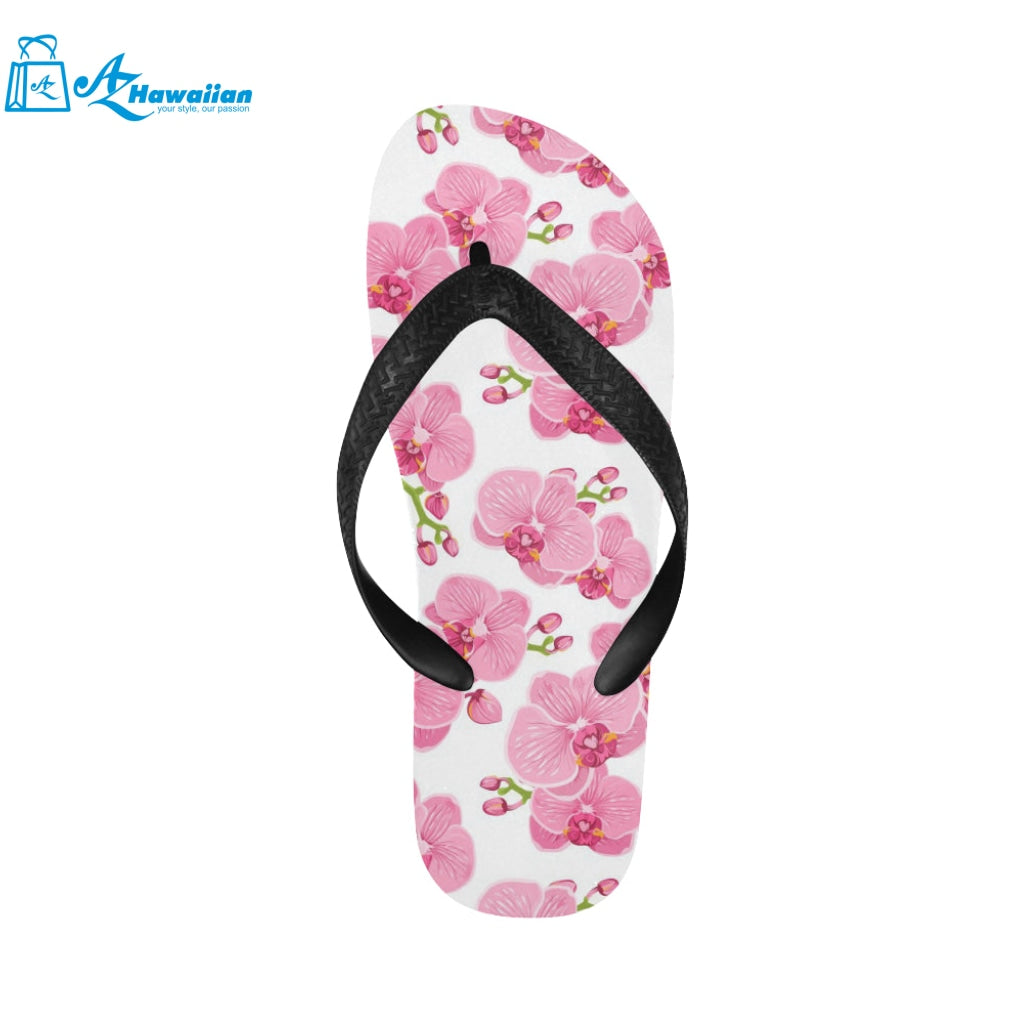 pink purple orchid pattern background Unisex Flip Flops