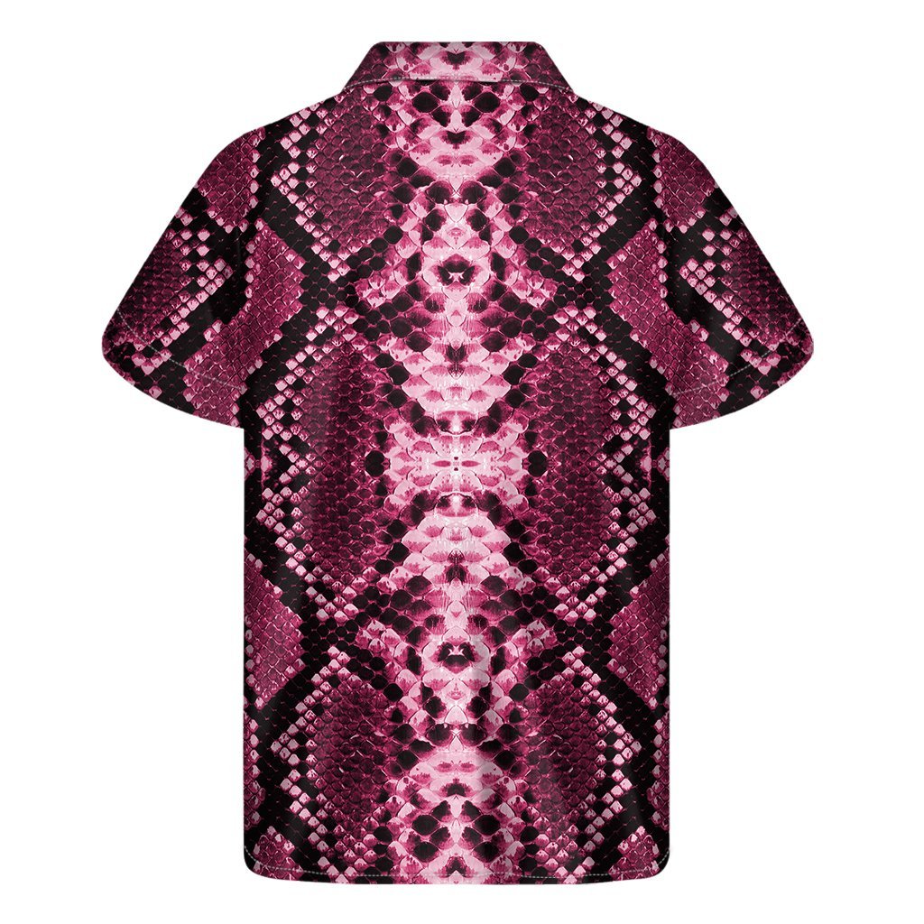 Pink Python Snakeskin Print Mens Short Sleeve Shirt Hawaiian