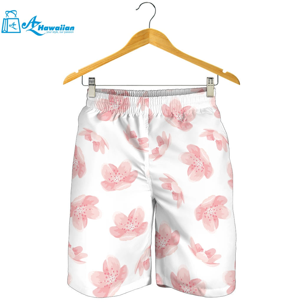 Pink Sakura Cherry Blossom Pattern Men Shorts