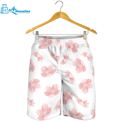 Pink Sakura Cherry Blossom Pattern Men Shorts