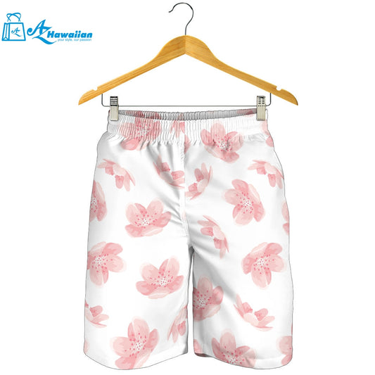 Pink Sakura Cherry Blossom Pattern Men Shorts