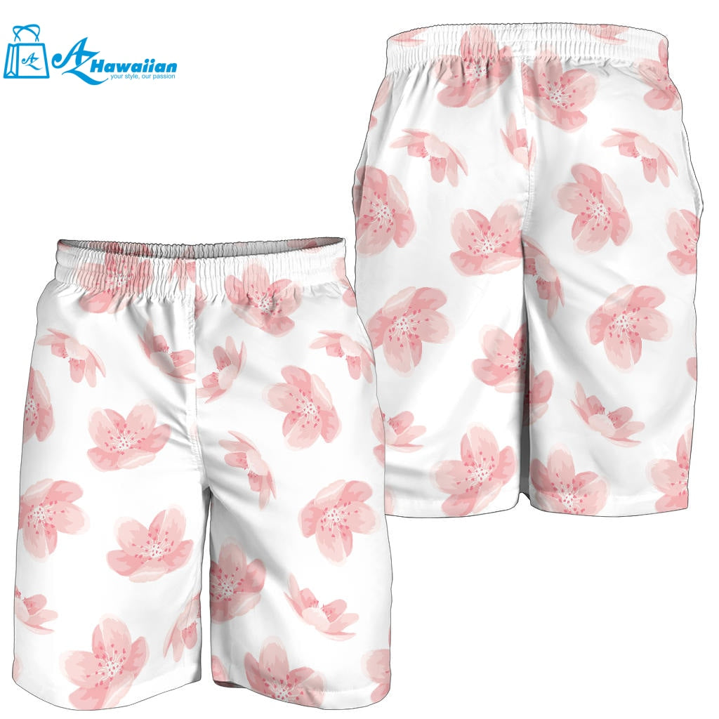 Pink Sakura Cherry Blossom Pattern Men Shorts