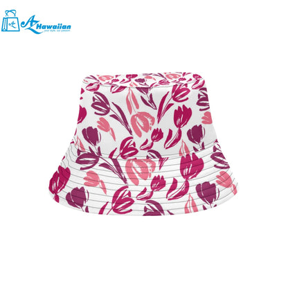 pink sketch tulip pattern Unisex Bucket Hat