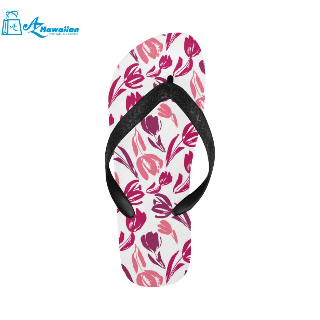 pink sketch tulip pattern Unisex Flip Flops