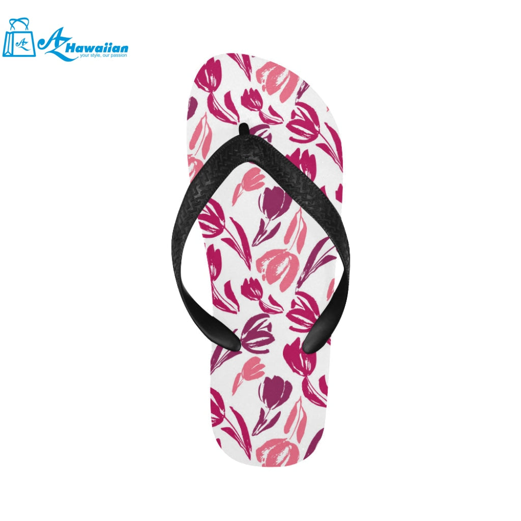 pink sketch tulip pattern Unisex Flip Flops