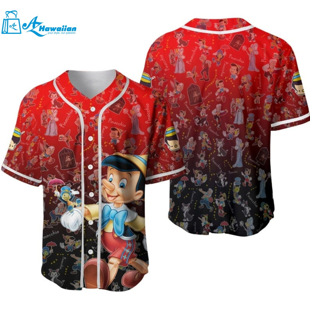 Pinocchio Jiminy Cricket Geppetto Monstro All Over Print Baseball Jersey 