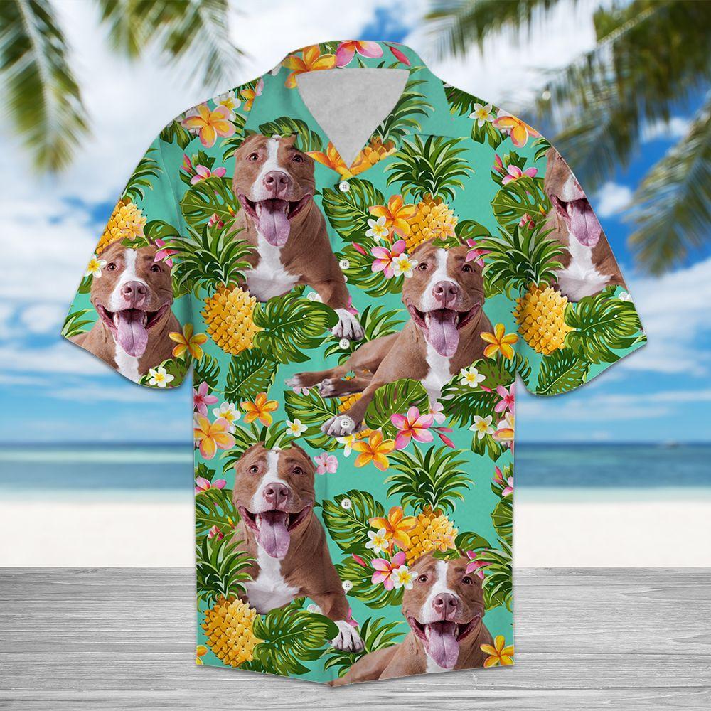 Tropical Pineapple Pit Bull Terrier Hawaiian Shirt Hawaiian Shirt