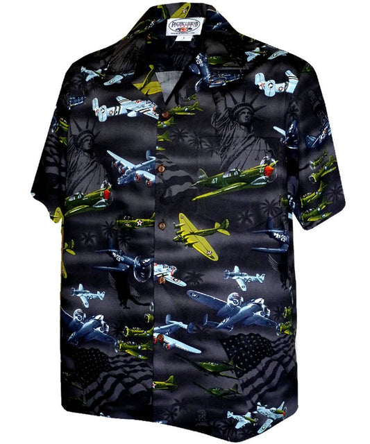 Vintage Wings of Liberty Black Hawaiian Shirt Made In Hawaii, Summer Shirt, Beach Shirts