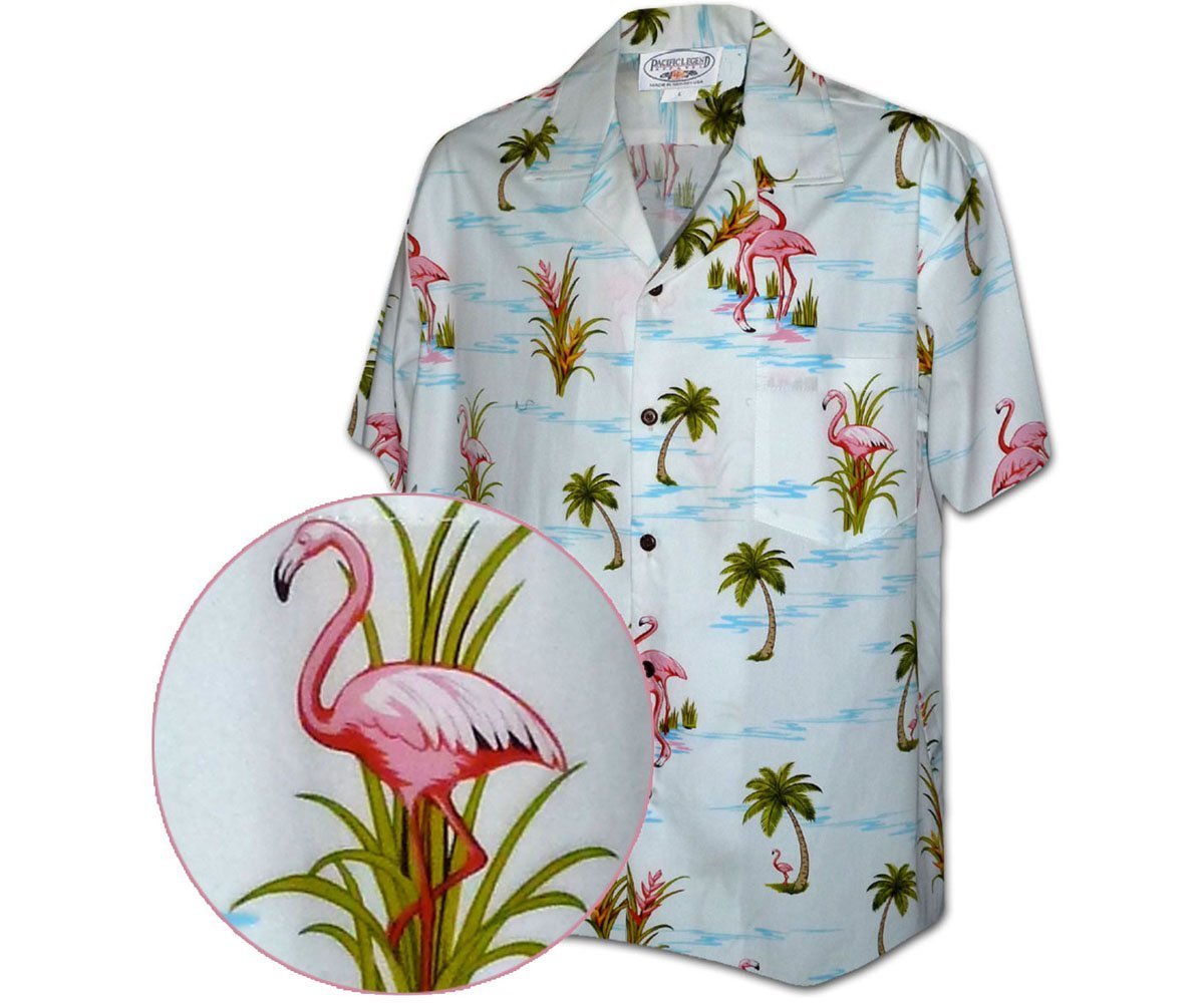 Ferocious Flamingo WhiteHawaiian Shirt Made In Hawaii, Summer Shirt, Beach Shirts