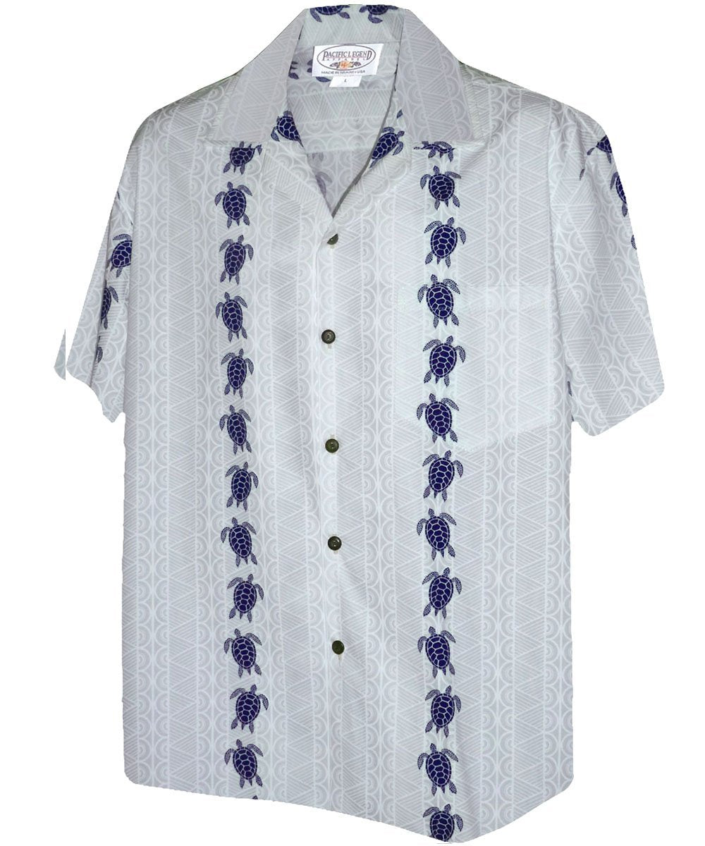 Turtle Panel White/NavyHawaiian Shirt Made In Hawaii, Summer Shirt, Beach Shirts