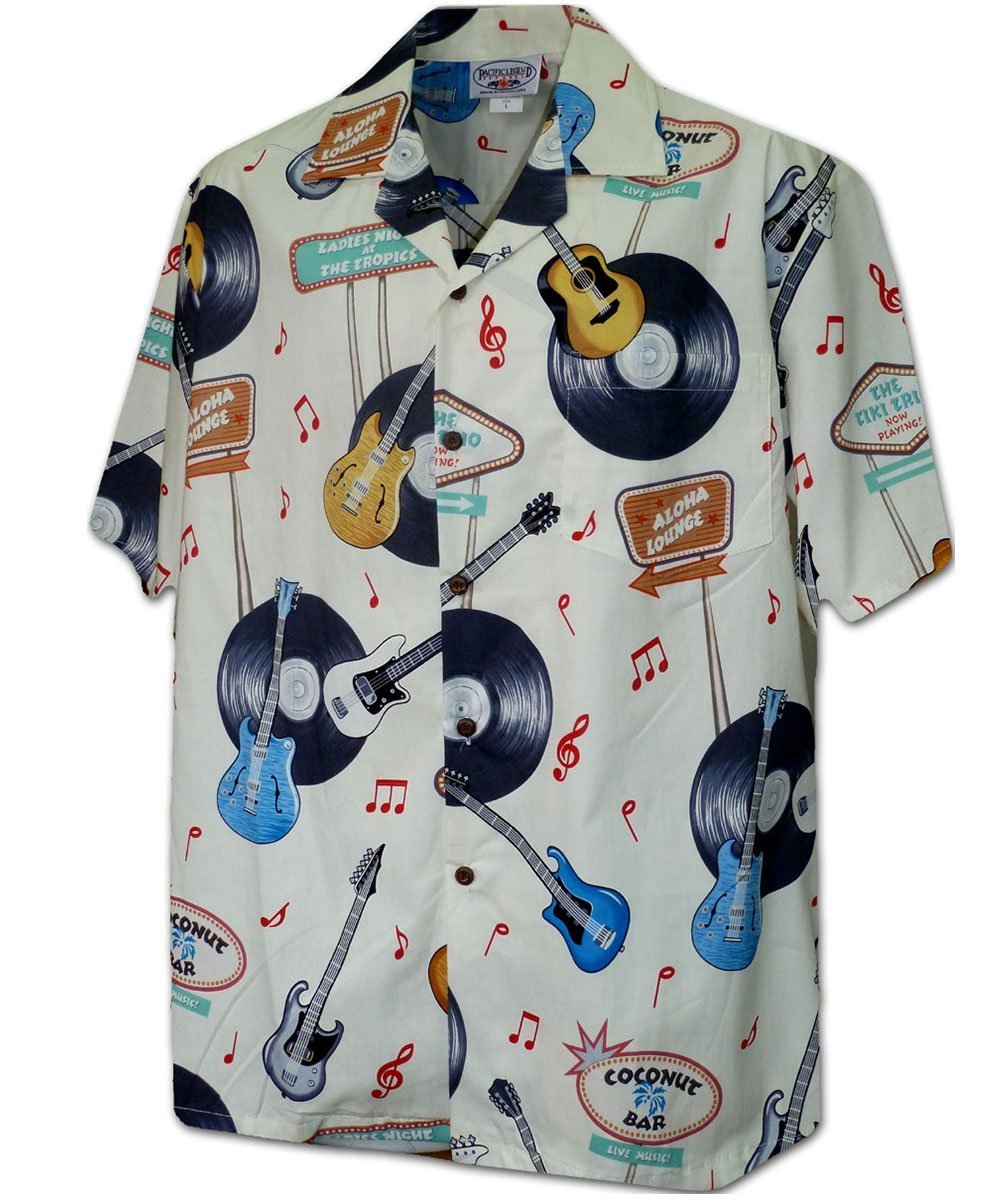 Vinyl Rock and Roll IvoryHawaiian Shirt Made In Hawaii, Summer Shirt, Beach Shirts