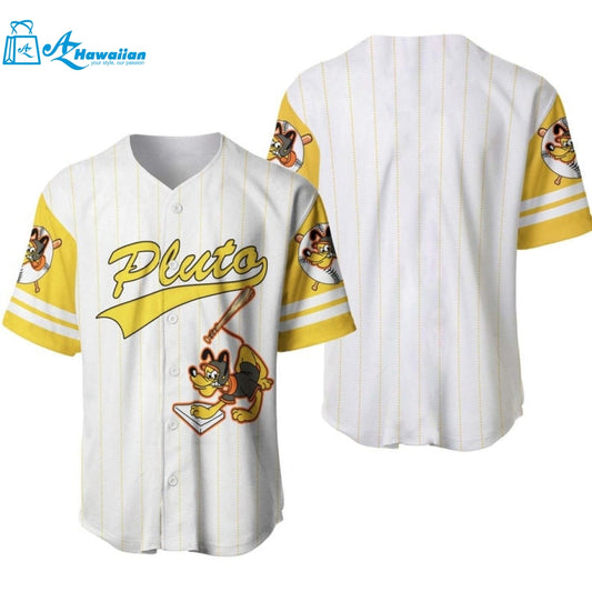 Pluto Dog All Over Print Pinstripe Baseball Jersey 