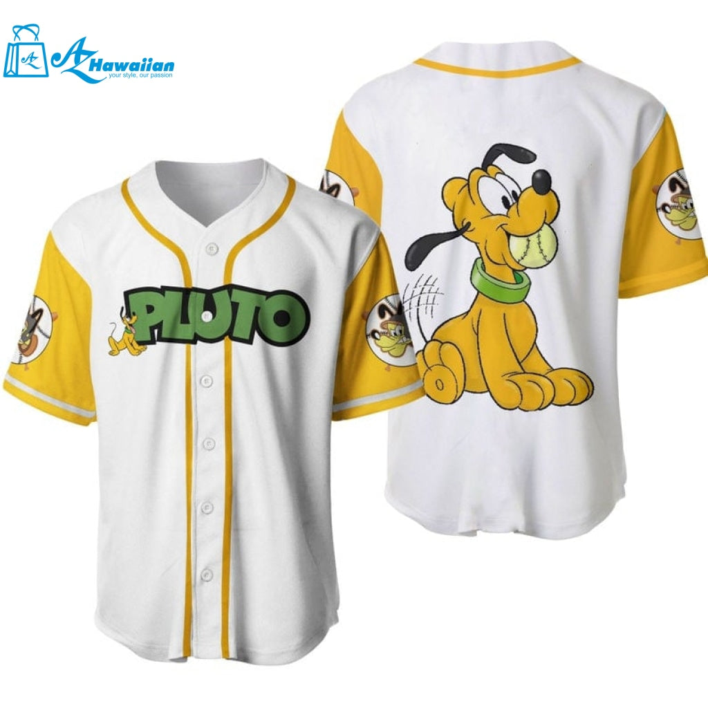 Pluto Dog Disney Cartoon Graphics All Over Print Unisex Baseball Jersey Yellow