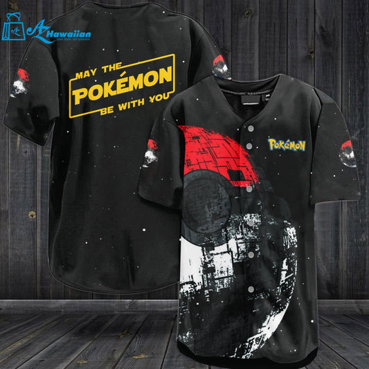 Poke Ball May The Pokemon Be With You All Over Print 3D Baseball Jersey 