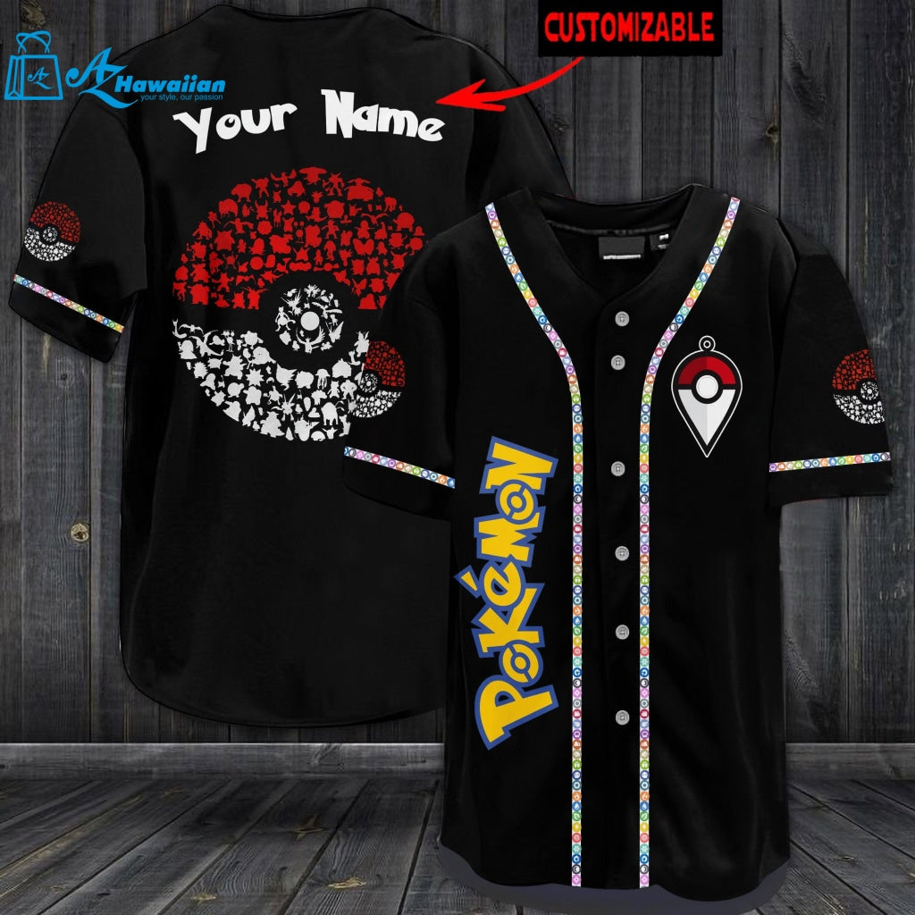 Poke Ball Pokemon Baseball Jersey 