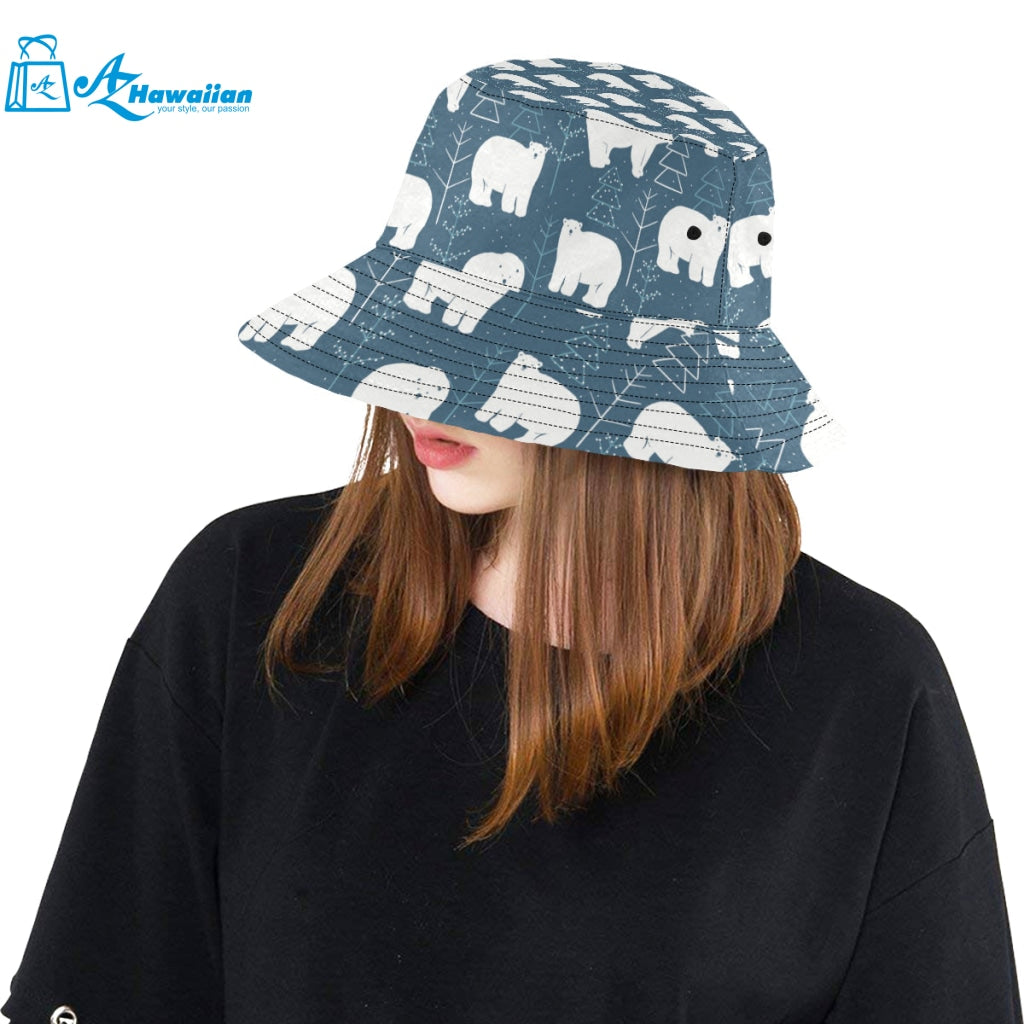 polar bear mother her child pattern Unisex Bucket Hat