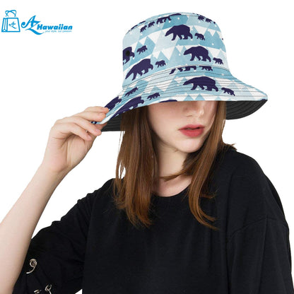 polar bear winter snow pattern Unisex Bucket Hat