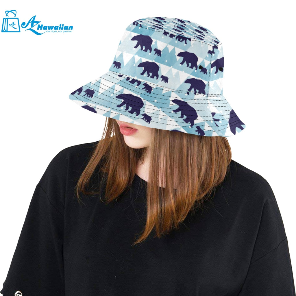 polar bear winter snow pattern Unisex Bucket Hat