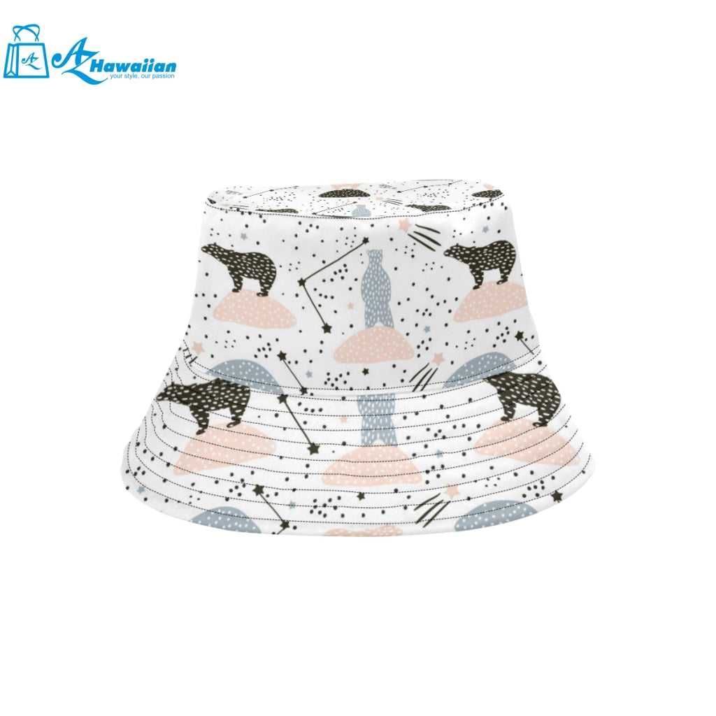 Polar bears star poka dot pattern Unisex Bucket Hat