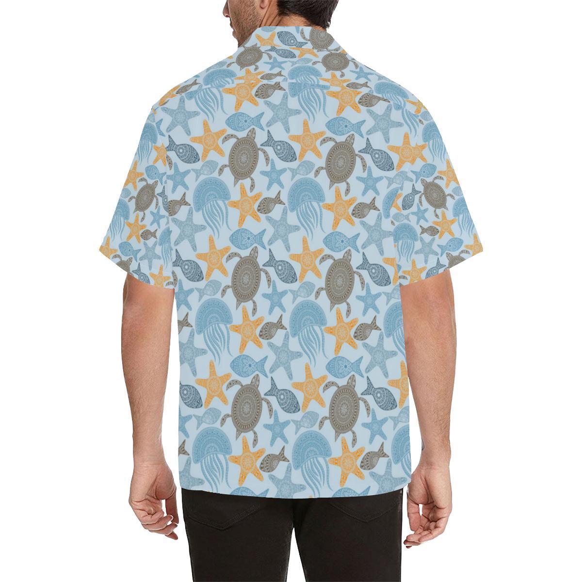 Polynesian Jellyfish Turtle Print Hawaiian Shirt