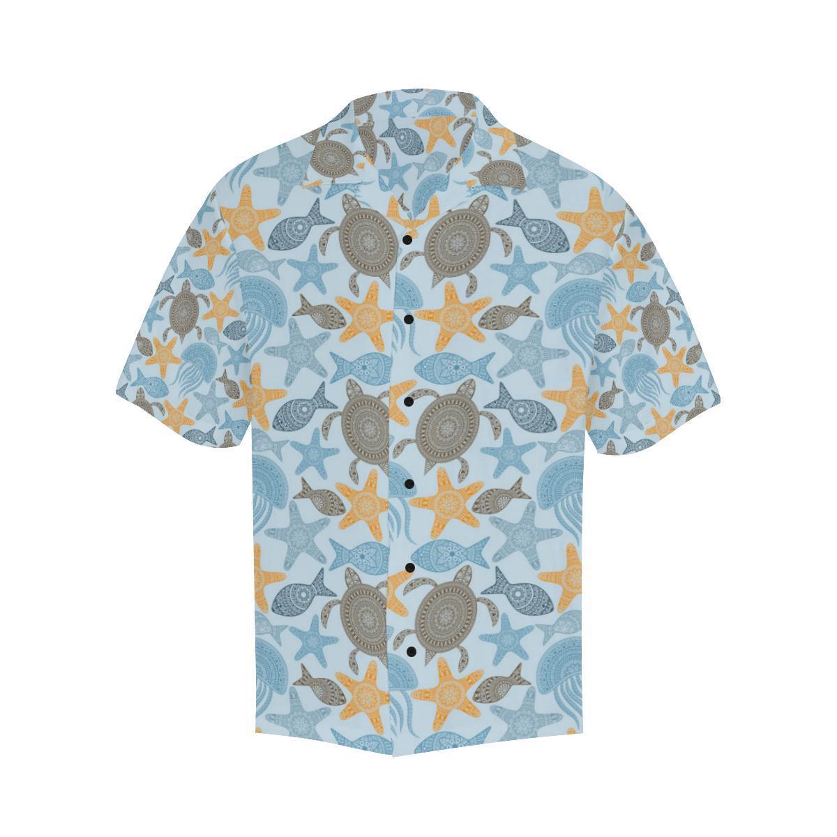 Polynesian Jellyfish Turtle Print Hawaiian Shirt