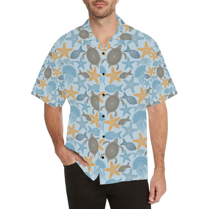 Polynesian Jellyfish Turtle Print Hawaiian Shirt