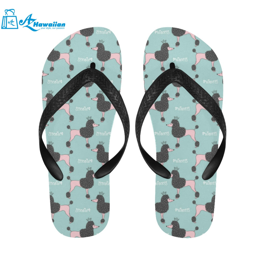 poodle dog green background Unisex Flip Flops