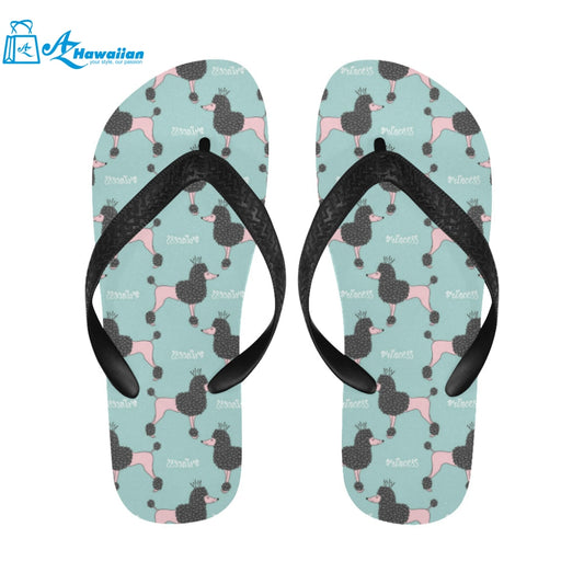 poodle dog green background Unisex Flip Flops