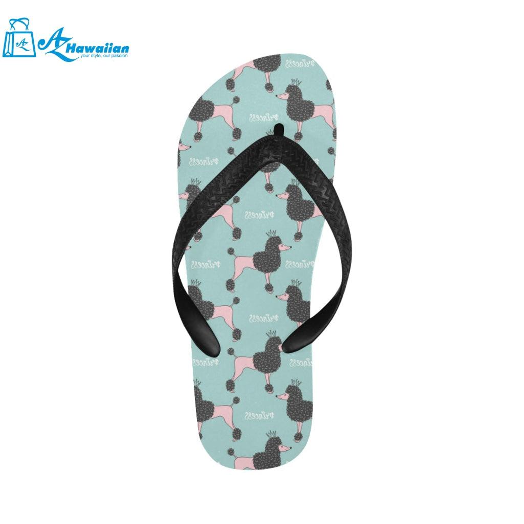 poodle dog green background Unisex Flip Flops