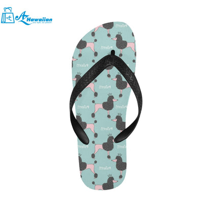 poodle dog green background Unisex Flip Flops