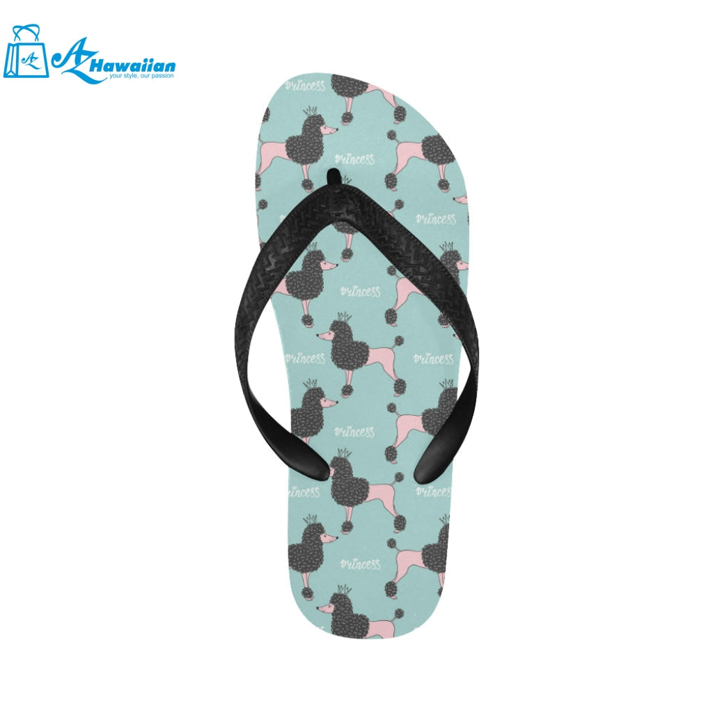 poodle dog green background Unisex Flip Flops