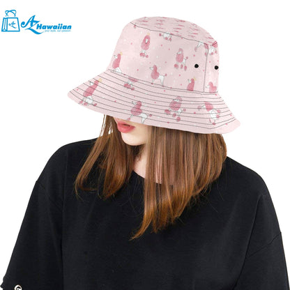 Poodle dog pink color theme Unisex Bucket Hat